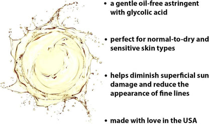 RAYA Ginseng Astringent with AHA 16 oz (G-205) | Gentle Glycolic Facial Toner for Dry and Sensitive Skin | Helps Tighten Pores, Smooth Complexion, and Reduce Fine Lines | Made With Alpha Hydroxy Acids