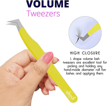 SIVOTE Lash Tweezers for Eyelash Extensions for Volume, Isolation & Classic Lashes, 3 Pack, Yellow