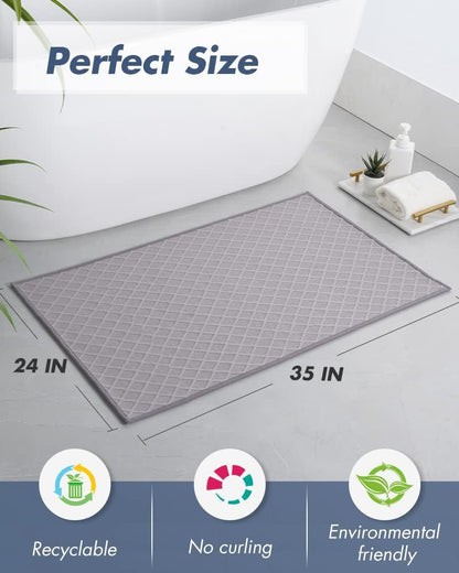 AMOAMI Ultra Thin Bathroom Rugs, Rubber Backed Bath Mats for Bathroom Non Slip, Absorbent Bathroom Mat for Floor, Shower, Sink (Grey, 24"x35")