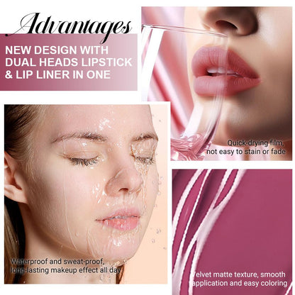 evpct 1Pcs Rose Plum Neutral Matte Lip Liner and Liquid Lipstick Stain Makeup Set for women, Rose Long Lasting Smudge Proof Lipstick labiales matte mate larga duracion listip 24 hours originales, 28#
