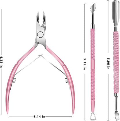 Cuticle trimmer with cuticle pusher