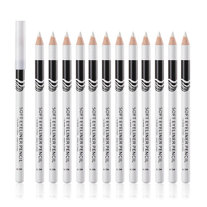 12Pcs Wooden Hard-Core White Eyebrow Pencils, Eyebrow and Eyeliner Pencils, Long Lasting Waterproof and Sweat-Proof, Easy to Color,Beginner Makeup Eyebrow Penci,Create a Natural Brow Makeup
