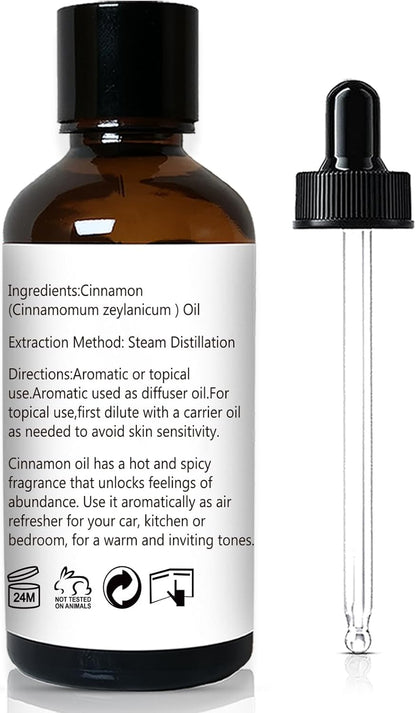 Cinnamon Essential Oil, 100% Pure Undiluted Cinnamon Oil for Diffuser, Massage - 30ml/1 oz