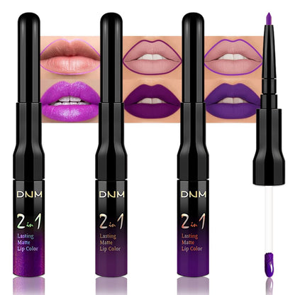 evpct 3Pcs Lavender Dark Violet Purple Matte Lip Liner & Liquid Lipstick Stain Makeup Set for Women, Lip Liner Stain Long Lasting Waterproof Smudge Proof, Cruelty Free Lip Makeup 24 hours originales