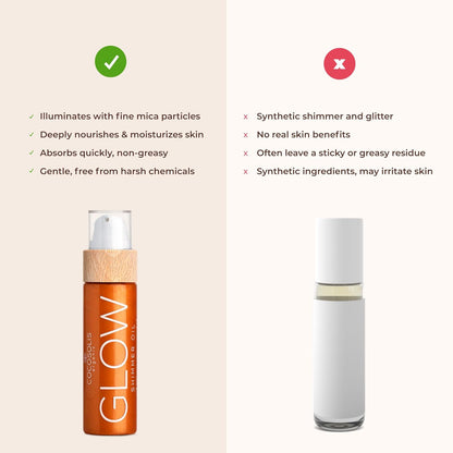 COCOSOLIS GLOW Shimmer Oil | Illuminizing Natural Dry Oil With Shiny Particles | Leaves The Skin Glowing & Enhances a Golden Tan | Gives a Luxurious Feel to Your Skin | 110ml