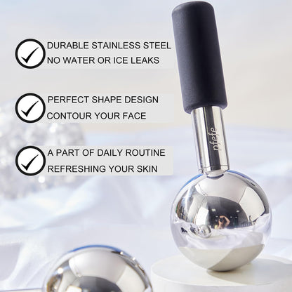 360 Rotating Ice Globes for Face & Eyes, Unbreakable Stainless Steel Cryo Sticks for Beauty Routines, Facials Cold Roller Colling Globes for Puffiness, Wrinkles, Dark Circles, Headaches