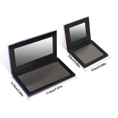 2 Packs Magnetic Makeup Palette Empty with Spatula and Metal Stickers, 18-pan and 9-pan Empty Eyeshadow Palette for Travel, DIY(Fish Scales)