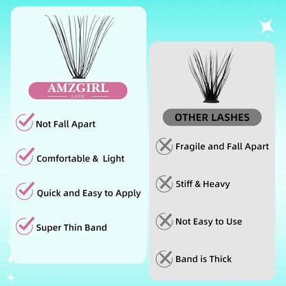 Lash Clusters Wispy 280PCS Eyelash Extension 30D Cluster Lashes Individual Lashes DIY Lash Extension Natural Look Cluster Eyelash Extensions Soft False Eyelashes at Home for Beginners(16mm)