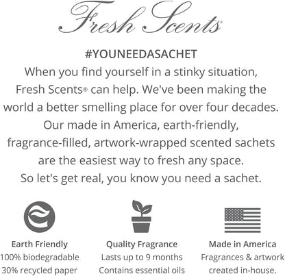 WILLOWBROOK | Fresh Scents Scented Sachet Packet | Passion Flower | Air Freshener Bags for Drawers, Closets, Cars | 6 Pack | Long Lasting Home Fragrance