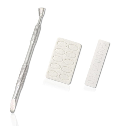 Pre-treatment Cuticle Pusher, Russian Prep Nail Pushers, Dual Ended Cuticle Remover with 100/180 Grit Sandpaper Sheets, Nail Care for Manicure Pedicure Nail Art