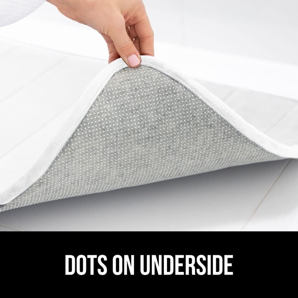 GORILLA GRIP Memory Foam Bath Mat, Soft Absorbent US Designed Bathroom Rug, Gripping Dots Machine Washable Bathmat, Cushioned Floor Mats, Shower Sink Rugs Room Décor Accessories, 30x20 White