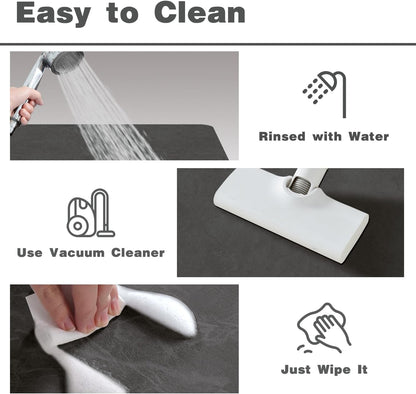 Bath Mat, Bathroom Rugs Non Slip Washable Thin Absorbent Quick Dry Bath Mat Fits Under Door Bathroom Floor Mat Perfect for Bath, Shower, or Sink 36"x60" Dark Grey