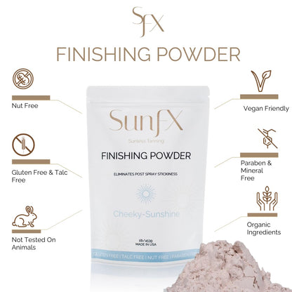 SunFX Post Spray Tan Translucent Finishing Powder | Talc Free | Sunless Tanning Setting Powder | Shimmer | Cheeky-Sunshine - 1lb