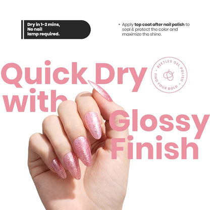 Beetles Pink Nail Polish - 15ML Quick Dry Nail Polish Romantic Reverie Pink Rose Pearl Nail Lacquer Shimmer Fingernail Polish Art Effect for Nail Salon-Quality