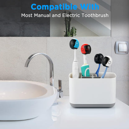 Helmet Toothbrush Covers Caps, Fits Most Manual and Electric Tooth Brushes, 4 Count (White, Black, Blue, Red)