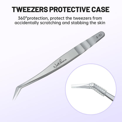 High Precision Lash Tweezers for Individual and Volume Eyelash Extensions Premium Stainless Steel Curved Fiber Tip Professional Isolation Tweezer