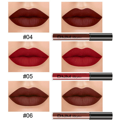 evpct 3Pcs Matte 24-hour Liquid Lipstick Sets, Dark Ruby Brown Red Permanent Stay on Lipstick Lip Set for Black Women Long Lasting 24 Hours Smudge Proof labiales matte labial mate larga duracion 24 02