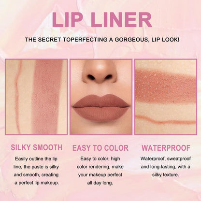 Kaely 2-in-1 Nude Brown Lip Liner & Lipstick Set Kit for Women, Matte Lips Kit with Lip Liner Lip Stains Long Lasting Waterproof 24 Hour Lipstick and Lip Liners Combo Lipliners Pencil Set 12