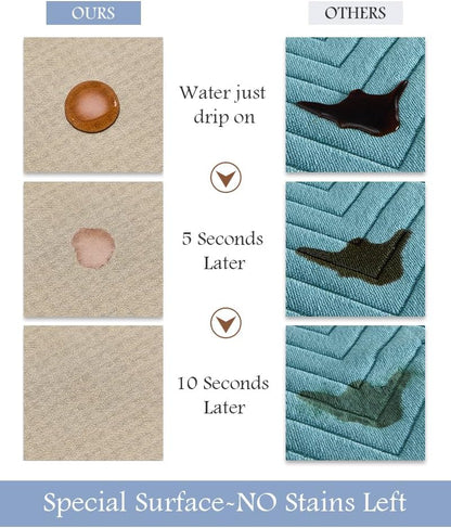 MontVoo-Bath Mat Rug Long Non Slip Super Absorbent Bathroom Runner Stain Resistant Quick Dry Thin Bathroom Mat Fit Under Door-17"x50",Beige