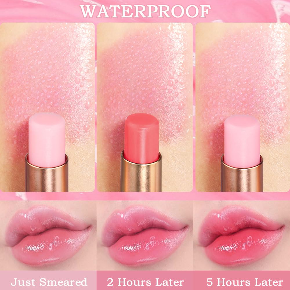 Kaely 3Pcs Peach Strawberry Blueberry Hydrating Lipstick Tinted Lip Balm, Color Changing PH Lipstick Makeup, Korean Magic Lip Stain Long Lasting Waterproof, labiales magicos 24 horas originales
