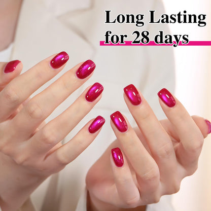 Double Rhythm 0.5 OZ Cat Eye Gel Polish with Magnet 15ML Holographic Glitter Shimmer Translucent Jelly Color Magnetic Gel Polish Salon DIY at Home (Pitaya Purple-MC1288)