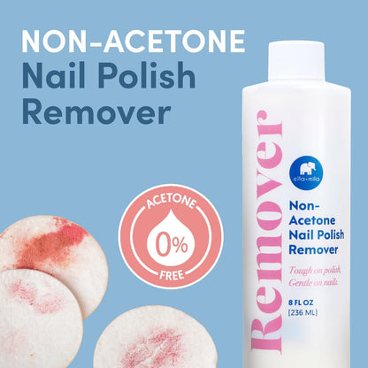 Ella+Mila Non-acetone Nail Polish Remover - Nourishing & Conditioning Acetone Free Nail Polish Remover - Gentle on Nails - 8oz