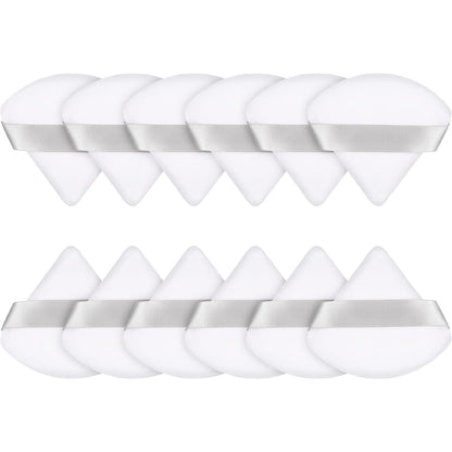 Maitys 12 Pieces Powder Puff Triangle Face Makeup Cosmetic for Loose Powder Soft Body Washable Reusable Foundation Sponge Mineral Wet Dry Makeup Tool for Women(Small,White)