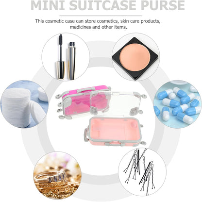 4pcs Simulation Suitcase Makeup Box, Portable False Eyelashes Storage Box, Travel Makeup Carrying Case, Pink & Rose Red, 6.49 x 3.34 x 1.96 Inch