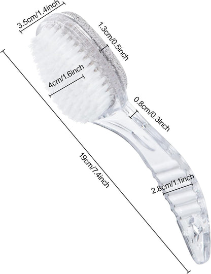 4 Pcs Foot Pumice Stone Brush Calluses Remover, Ooloveminso Large Foot Scrubber Foot File with Handle 2 in 1 Suitable for Horniness Foot Spa, Foot Care Smooth Skin (Transparent)