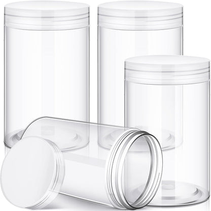 SATINIOR 24 Pieces Empty Clear Plastic Jars with Lids Round Storage Containers Wide Mouth for Beauty Product Cosmetic Cream Lotion Liquid Butter Craft and Food(Clear Lid,12 oz)