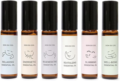 Essential Oil Roll On Blend, Orchid Oil Gift Set, Well-Being, Body Care, Massage, Relaxing, 6 Pack, 0.17oz, Elegant White