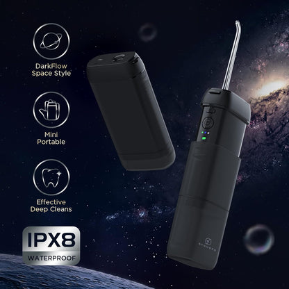 Water Flosser [ Mini Cordless Portable ] Oral Irrigator Water Teeth Cleaner Pick, Telescopic Water Tank, 3 Modes & IPX7 Waterproof, Home & Travel Water Floss for Teeth, Braces Bridges Care (Black)