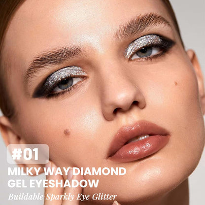 Monochrome Glitter Eyeshadow Palette,Single Silver White Gray Shimmer Eyeshadow,Long-Lasting Sheer Eye Makeup With A Sparkle Finish,Smooth Formula,Vegan & Cruelty-Free