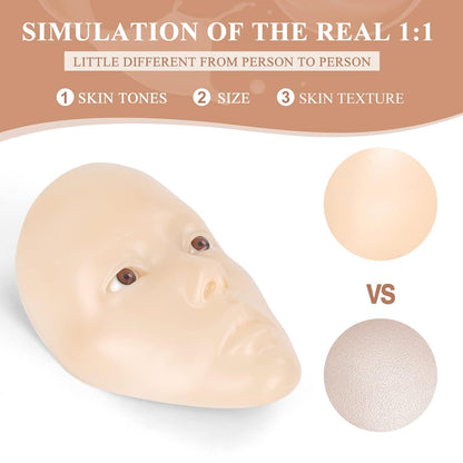 Makeup Practice Face, 5D Reusable Silicone Makeup Practice Face Board for Makeup Artist Emerging Makeup Artist Self-taught or Professional Enthusiasts