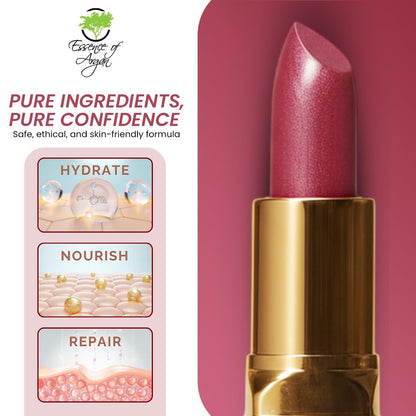 Essence Of Argan Precious Pink Lip Stick for Cracked and Dry Lips -100% Organic Shea Butter, Argan,Jojoba & Grapeseed Oil - Hydrating Long Lasting Lipstick - Deep Moisturizing Pink LipStick for Women