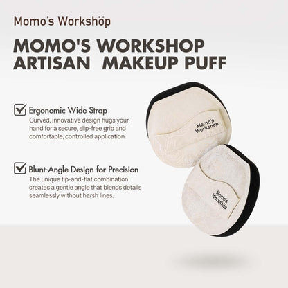 Satin White Flat-cut Shape Makeup Sponge,Firm Bounce Rubycell,Cushion Sponge with Wide PU Leather for Quick-Dry/Full Coverage Foundations, Cosmetic Puff,2pcs Beauty Puffs &Storage Case