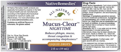 Native Remedies Mucus-Clear Nighttime - Temporarily Relieves Mucus Congestion and Supports Peaceful Sleep