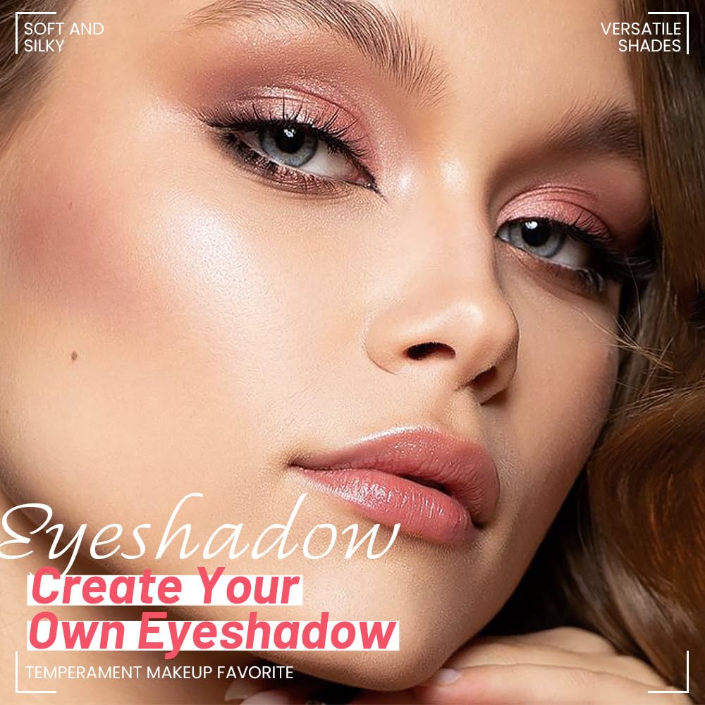 Eyeshadow Quad - Blendable Matte & Shimmer, 4 Shades Nude Champagne, Gold, Light & Dark Brown, Velvety Pigmented Formula, Long-Lasting, Built-In Mirror, Perfect for Older Women 01#