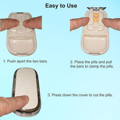 Pill Cutter for Cutting Multiple Pills, 1/2 1/4 Pill Splitter for Large, Small and Tiny Pills, with Improved Sharp Blade, Storage Organizer, Accurate Centering Alignment Device