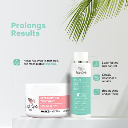 Venice Smoothing Keratin Kit - Brazilian Hair Straightening Treatment for Silky Soft Hair (250g), Pack of 2