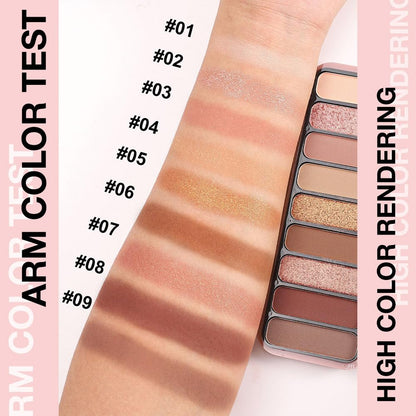 Neutral Nude Brown Eyeshadow Palette Makeup,9-Color Matte Eye shadow & Shimmer Eyeshadow Palette,Long-Lasting Waterproof Eye shadow,Versatile Eye Makeup Looks,Vegan, Cruelty-Free.