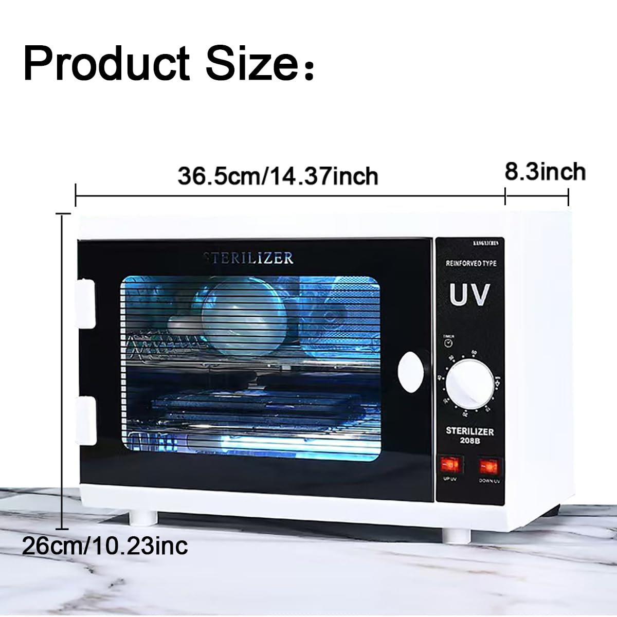 Dual Lamp UV Cabinet, 12L Storage with Stainless Steel Trays for Salon & Home Use, UV + Ozone Cleaning Organizer Large Capacity for Home Use, Barbers, Beauty Salons, and Spas