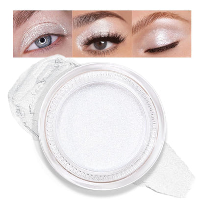 Cream Glitter Pearl White Shimmer Metallic Eyeshadow Palette Makeup, Natural Single Mini Instant Holographic Eyeshadow For Women, Sombras Crema Para Ojos,Talc,Paraben&Cruelty Free, P01