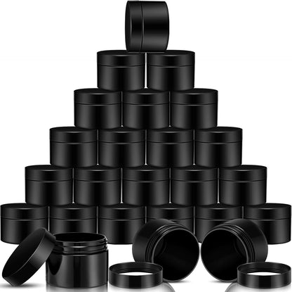 SATINIOR 24 Pieces Empty Clear Plastic Jars with Lids Round Storage Containers Wide Mouth for Beauty Product Cosmetic Cream Lotion Liquid Butter Craft and Food(Black,10 oz)