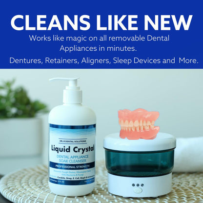 Dr. B Dental Solutions Liquid Crystal Soak Cleanser for Oral Appliances, Dentures, Night Guards, Aligners, & Other Devices