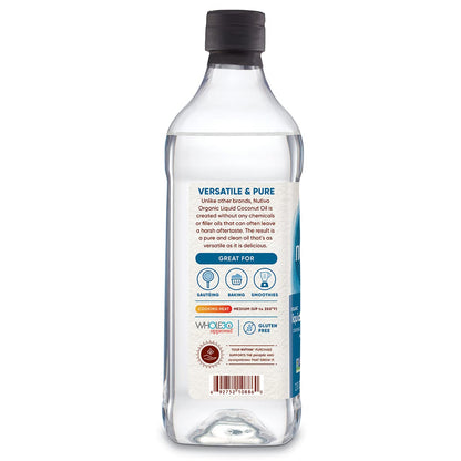 Nutiva Organic Liquid Fractionated Coconut Oil 32 Fl Oz - USDA Organic, Non-GMO. Edible, Pure Coconut Oil for Cooking, Moisturizer for Skin, Hair Treatment. Contains Natural MCTs.