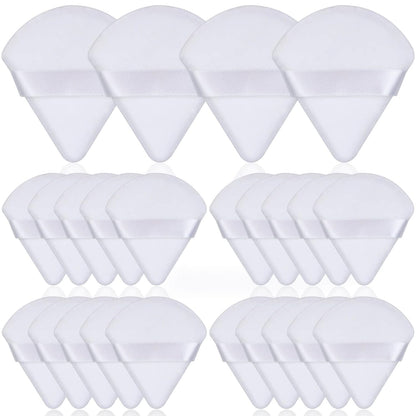 Thrilez 20pcs Triangle Powder Puff, Loose Powder Puffs Makeup Puff for Face Powder, Setting Powder Puff for Make Up, Face Puff Pads for Press Powder, Sponge Powder Applicator for Face and Eye (White)