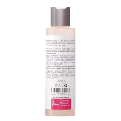 7% Glycolic Acid Toner with Rose Water, Witch Hazel, and Aloe Vera Gel – Alcohol & Oil Free Exfoliating AHA Face Toner – Improves Wrinkles, Dullness, Pores, Skin Tone & Texture, 6 oz.