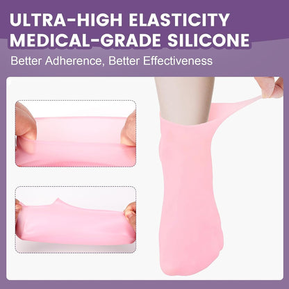 5 Pairs Silicone Socks for Dry Cracked Feet, Women's Foot Socks for Moisturizing, Cracked Heel Treatment (5 Colors Assorted, Fits Up to Size 11)