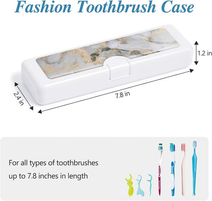 Toothbrush Travel Case - Colorful Pattern, Holder and Covers for Toothbrushes, Includes Tongue Scraper Case